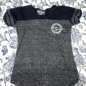 Popular Basics Black and Gray Women's Tee